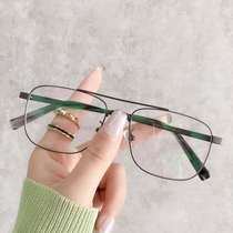 High-taste designer refined literary pure titanium myopia glasses mens big face square glasses frame can be equipped with height number