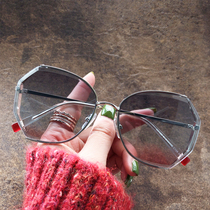 Little Red Book Nylon Lens Elegant Lady Big Frame sun glasses Fashion White Collar Gradual Color Cutting Edge Sunglasses Korean Edition