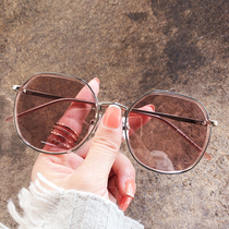 Little red book Big Frame plain face UV-proof polarized sun glasses ins Wind caramel color Beach sunglasses female street glasses