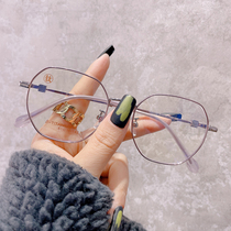 Light luxury pure titanium myopia glasses frame can be equipped with degree eyes anti blue light big face thin net red tide