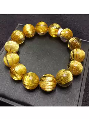 Natural blonde crystal bracelet Titanium crystal Smooth hair Opal Green hair Crystal bracelet Female Citrine bracelet Male gift gift