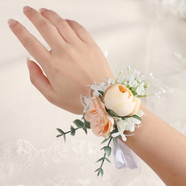 Bride wrist flower European simulation hand flower wedding supplies wedding bridesmaid group sister group retro hipster corsage