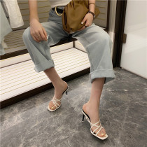 High Heel Shoes Fairy Wind Sandals Women 2020 New 100 Hitch Fashion Open-toe Transparent Fine Heel Cool Slippers Female Summer Wear