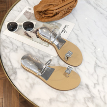 Summer big sister in the same style with a water drill pigeon egg clip feet heightening flat heel slippers outside the beach sandal sandals