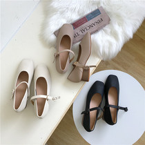 2020 New Mary Rare Shoes Female Compound Head Coarse Heel Single Shoe Woman Shallow Mouth 100 Hitch with Grandma Shoe