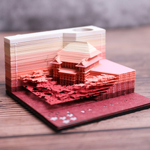 Three-dimensional post-it note Japan Kiyomizu Temple 3d architectural model ins Net Red creative paper carving sticky note paper ancient custom