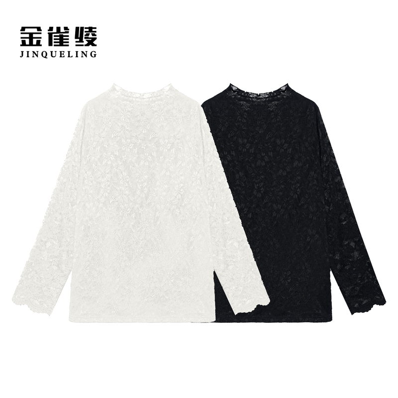 Golden Bird Lace [Flower Bell] Design Lace Crochet Versatile Oversized Shirt Sza3Sw801