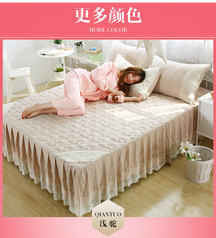 Dày bông rửa khăn trải giường bông giường váy duy nhất mảnh vỏ bảo vệ khăn trải giường ren 1.51.8 nhóm Giường đôi - Váy Petti ga giường viền họa tiết