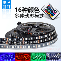 12V volt 5050RGB colorful patch soft light bar blackboard waterproof car light bar black bottom casing color-changing flash light
