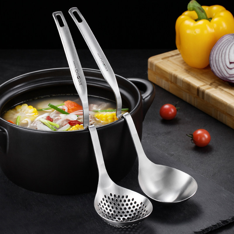 Home Soup Spoon Set to hang a spoon stainless steel long stainless steel hot pot spoon deepening the kitchen with soup spoon