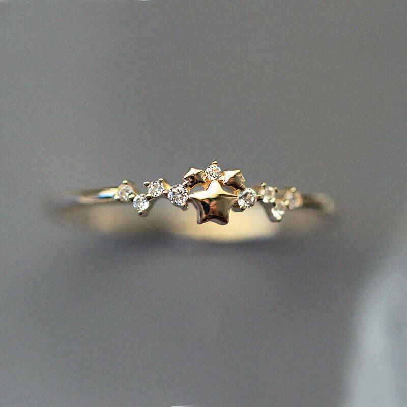 White Tea set with the new gem 16 - silver - plated 14K gold gold with Japanese microsatellite star temperament ring