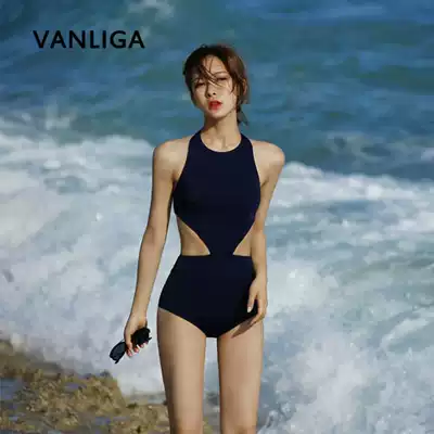 (Special) Temperament hanging neck open sexy backless belly cover belly thin one-piece swimsuit women hot spring