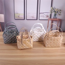 New creative Yilin craft new rattan flower pot portable straw basket with flower set kindergarten decoration shooting