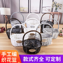 Floral flower arrangement Willow portable flower basket Rattan woven fleshy woven flower pot bamboo basket grass basket decorative ornaments