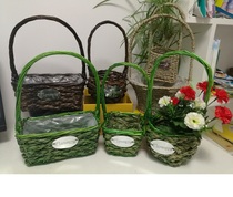 New grass willow rattan portable flower basket succulent green plants decorative flower pots flower arrangement small basket