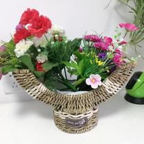 Three new pastoral style willow grass rattan basket flower arrangement flower basket hand-woven fleshy and small