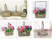 Creative new pastoral willow grass rattan basket flower arrangement flower basket hand-woven succulent