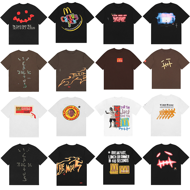 Travis Scott Short-Sleeved Ts Mcdonald's Collaboration Hip-Hop High Street Loose Printed Letter Unisex Couple T-Shirt Travis Scott Short-Sleeved Ts Mcdonald's Collaboration Hip-Hop High Street Loose Printed Letter Unisex Couple T-Shirt