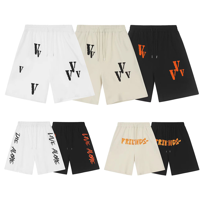 Vlone Jerry Shorts High Street Five-Point Pants Letter Embroidery Print Loose Terry Sports Casual Couple Pants