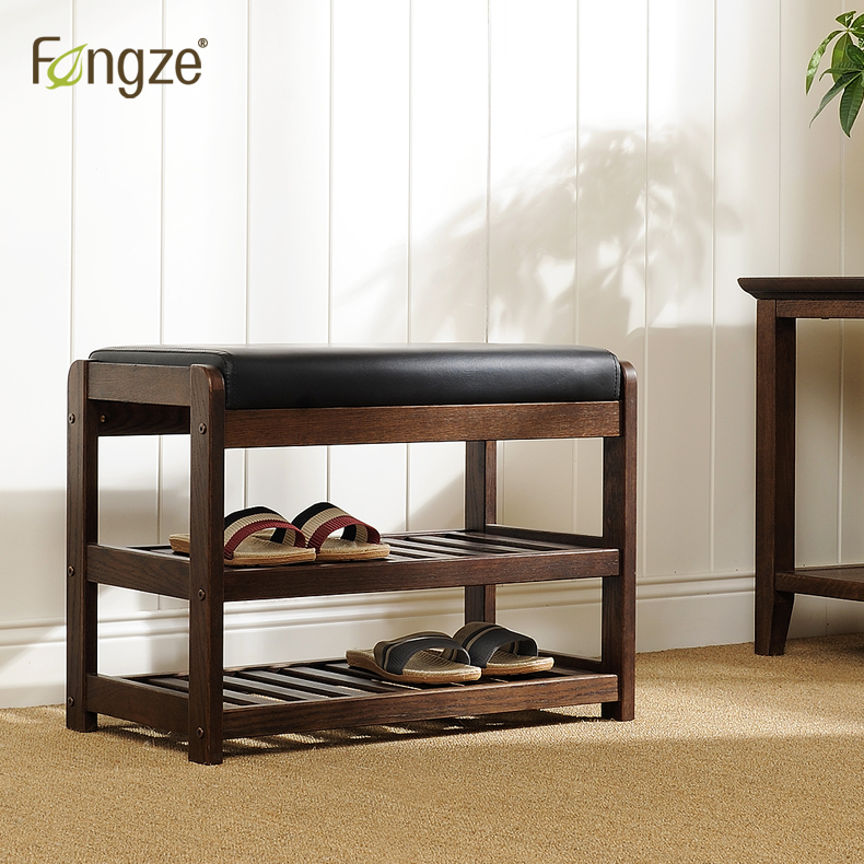 Fengze Nordic solid wood small door light luxury entrance shoe stool Soft bag cushion Home door shoe stool