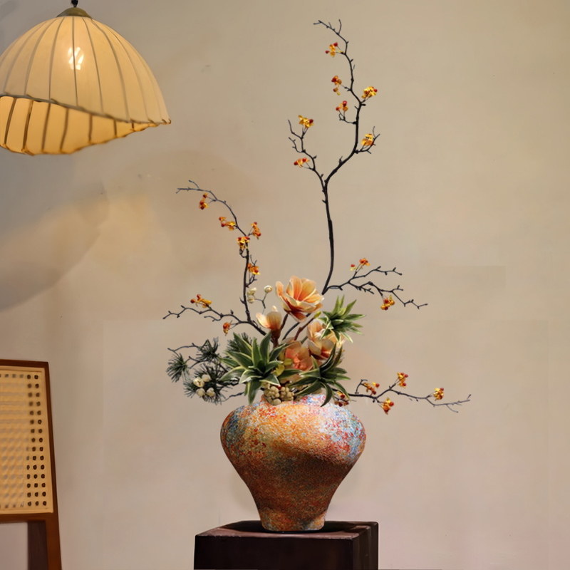 Zen-Inspired Chinese-Style Ceramic Vase, Song Dynasty Aesthetic Ornament, Homestay Tavern Wabi-Sabi Vintage French Creative Decoration