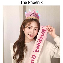 Children Adult Net red party glowing crown hat first year old baby creative birthday hat party decoration