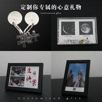 Couple key buckle customized a pair of birthday giftVoice card voicecard photo frame Memorial gift
