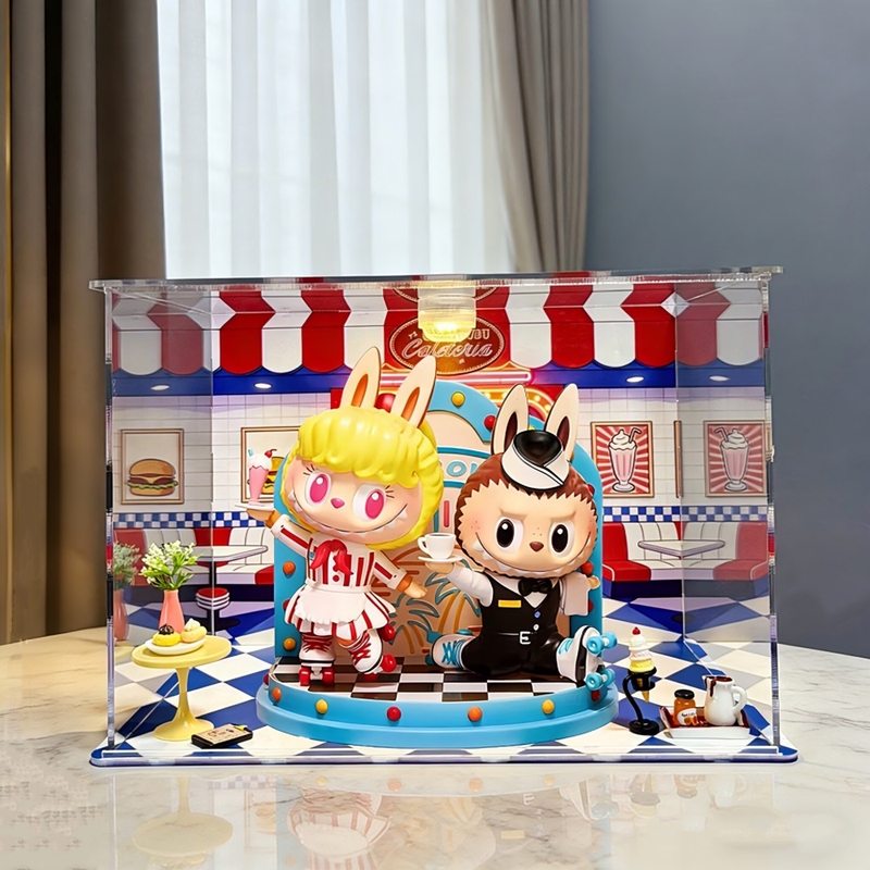Suitable for Bubble Mart the Monsters Retro Fast Food Restaurant Figure Labubu Gift Display Box