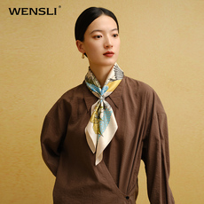 шарф 万事利春夏新品100%桑蚕丝真丝丝巾双面印花百搭中方巾鸟语花香
