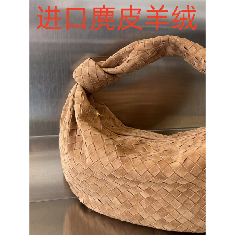 Bv Vd Sheepskin Small Suede Dumpling Bag Knotted Bag Underarm Handbag Shoulder Bag Woven Women's Bag
