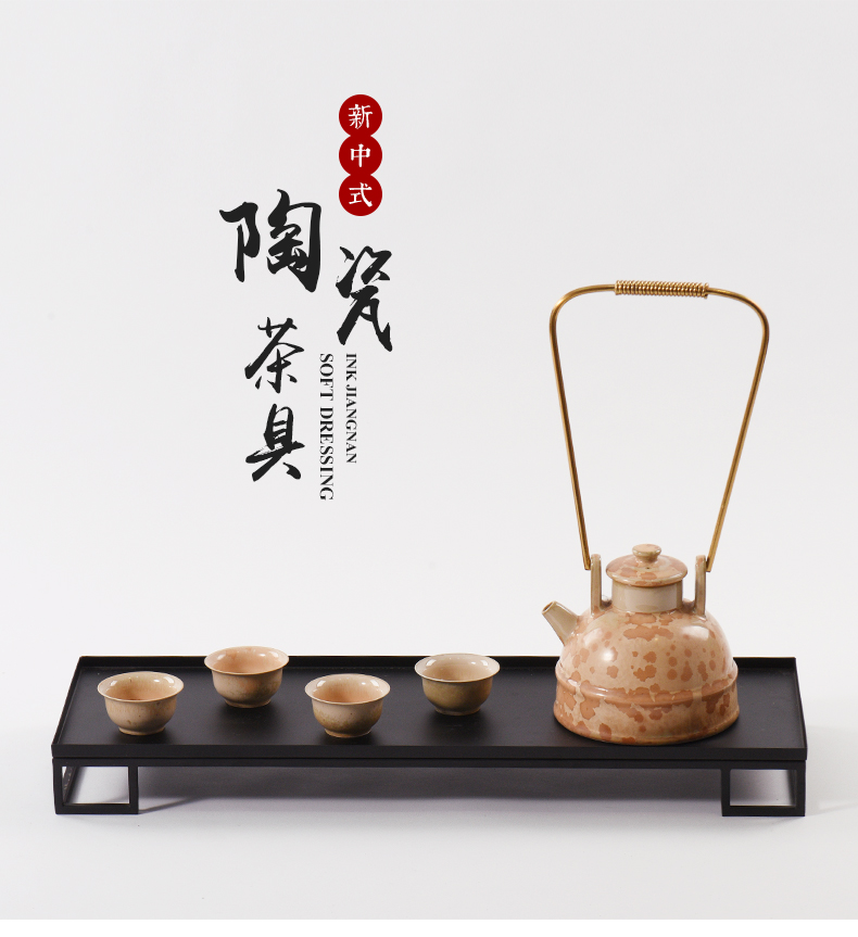 Zen tea room art BeiZi new Chinese style ceramic teapot decorations soft outfit sample room metal art furnishing articles