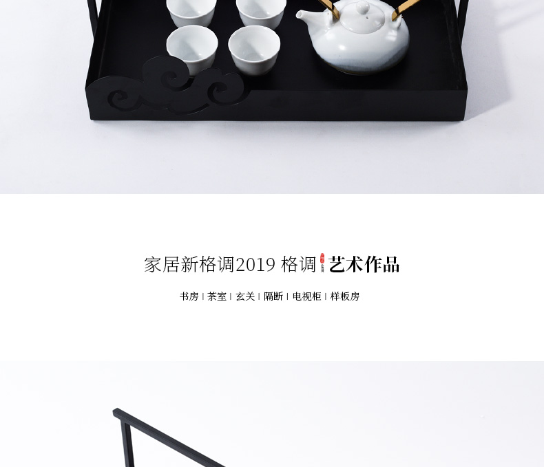 New Chinese style example room tea house furnishing articles sitting room tea table set decoration metal DiHe soft outfit ceramic tea set combination