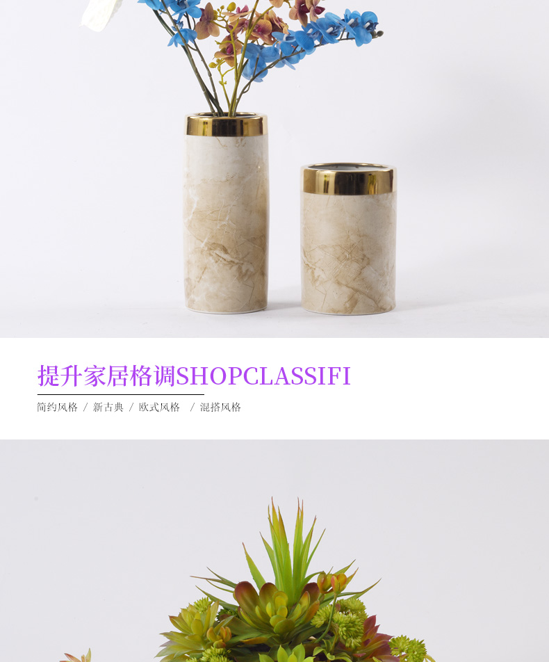 Jane beautiful marble ceramic vase color plating metal household soft outfit furnishing articles between example interior decoration flower