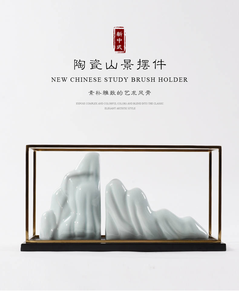 Modern new Chinese style soft white ceramic sample room study abstract home furnishing articles rockery stone decorations