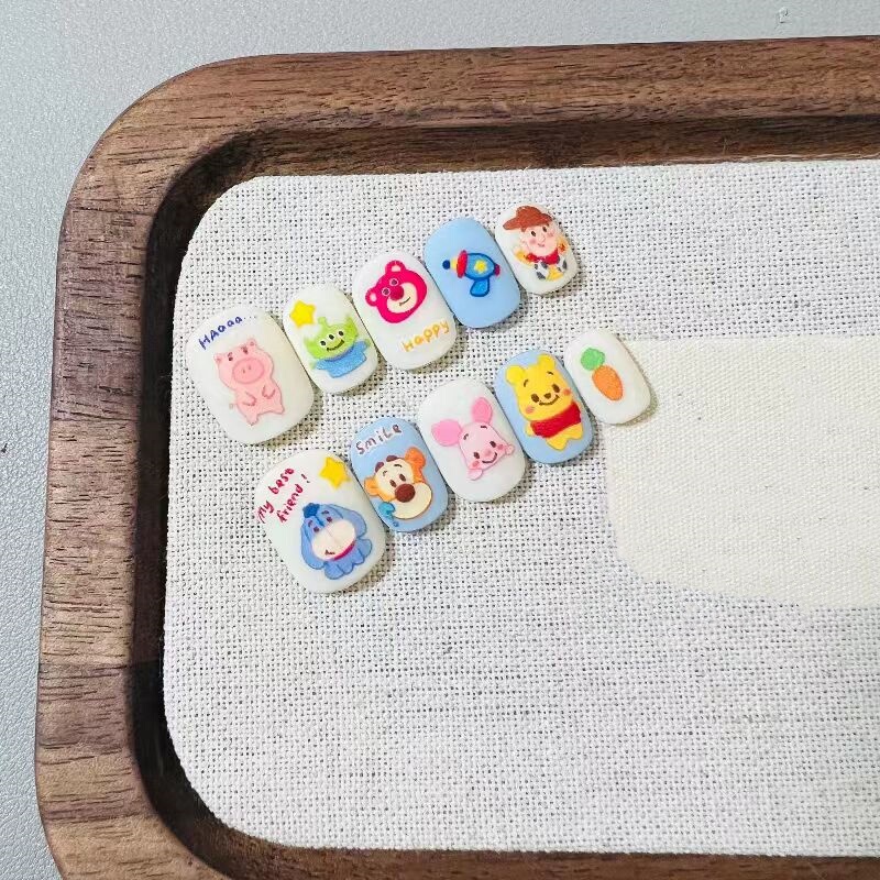 Handmade Nails Finished Wearable Nails Cartoon Cute Disney Toy Story Collection Nail Stickers for Students