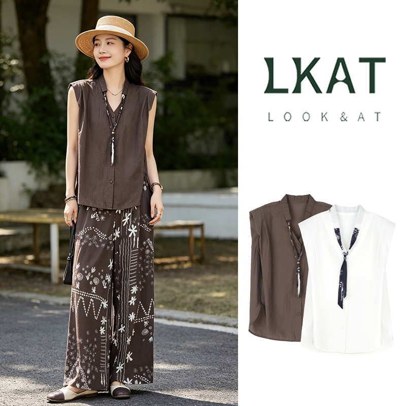 Lkat260412 Fashionable Sleeveless Vest Pullover Top with Ribbon