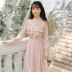 2018 mới đầu thu gió dịu dàng retro cô gái Pháp váy dài eo dài tay áo ren đáy trẻ em Váy dài