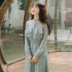 2018 mới đầu thu gió dịu dàng retro cô gái Pháp váy dài eo dài tay áo ren đáy trẻ em Váy dài