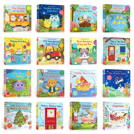 150 yuan, 8 pieces of early childhood education, bizzybear, busy little bear, very busy picture book set, SingAlongwithMe mechanism push-pull book, busy series, TheWheelsontheBus, English original version, first volume