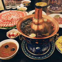 Jingtai blue charcoal copper hot pot personal copper hot pot charcoal copper hot pot bronze hot pot blue bottom double dragon pattern