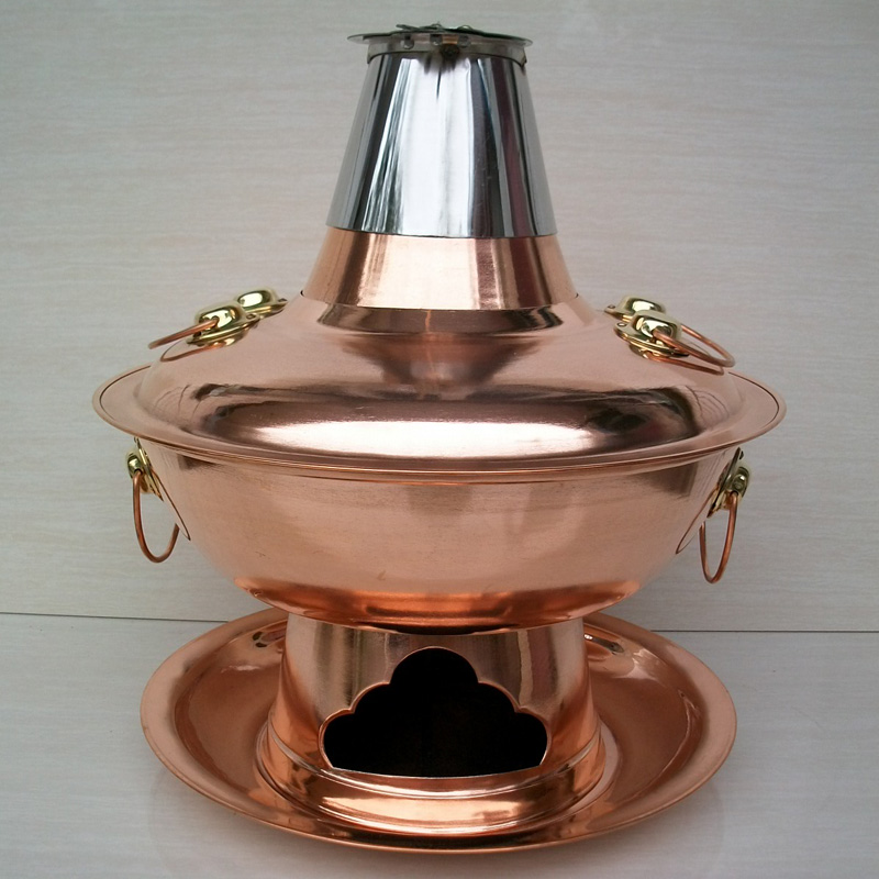 30-40cm pure red copper hot pot charcoal copper hot pot thickened handmade old Beijing Boiling Mutton copper hot pot