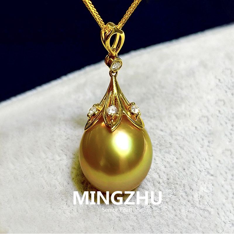 南洋金珠菲律宾天然浓金色海水珍珠吊坠:奢华女神必备,闪耀你的每一个瞬间!-颈饰-淘宝好物网