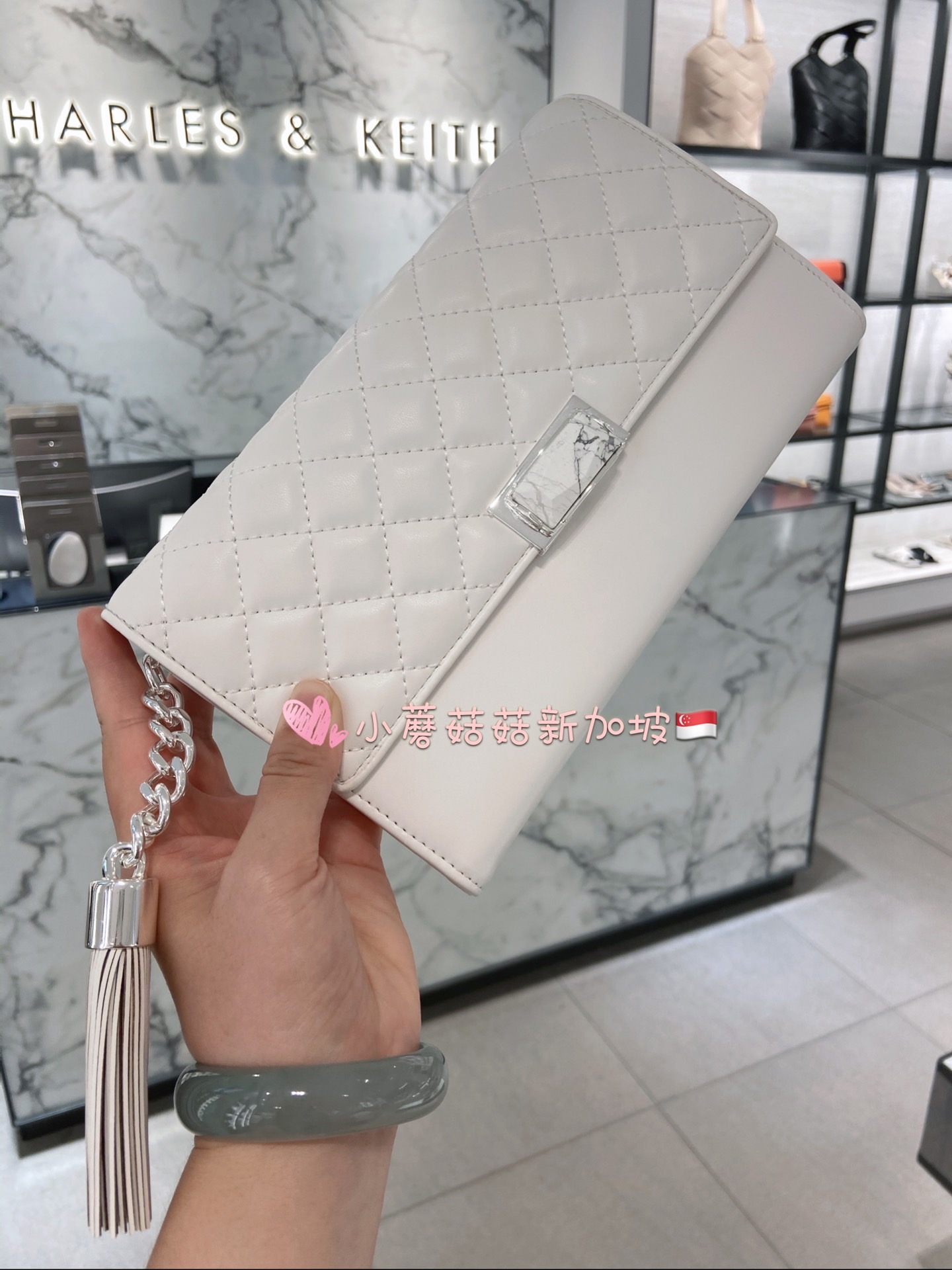 CHARLES&KEITH新加坡代购小CK2-70680449菱格流苏设计链条小包 CHARLES&KEITH新加坡代购小CK2-70680449菱格流苏设计链条小包