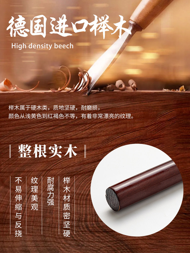 German Imported Beechwood Walking Stick with Dragon Head and Phoenix Head, Solid Wood Crutch with Four Legs, Non-Slip Walking Stick, Lightweight for the Elderly