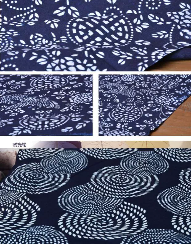 Vải Danfeng: cotton handmade thực vật màu xanh in vải khăn trải bàn vải batik vải rèm - Vải vải tự làm vải thun sọc