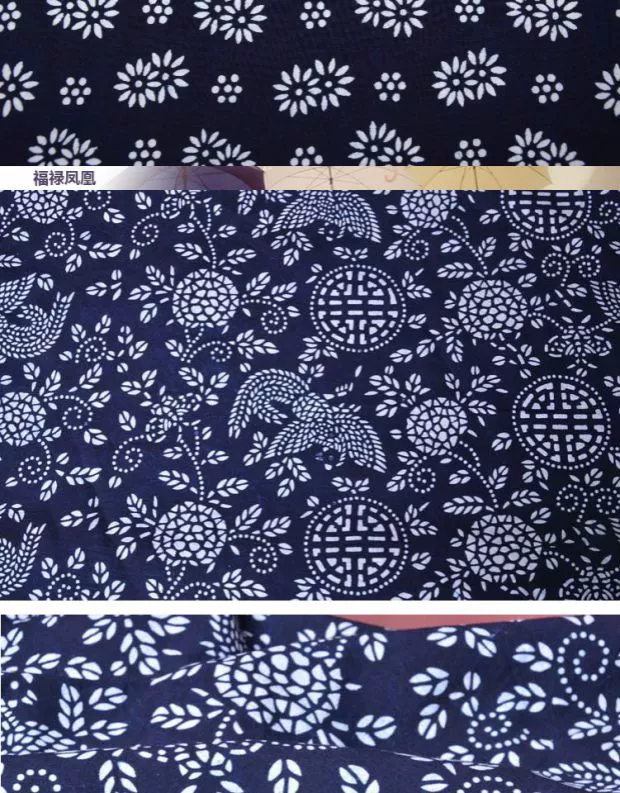 Vải Danfeng: cotton handmade thực vật màu xanh in vải khăn trải bàn vải batik vải rèm - Vải vải tự làm vải thun sọc