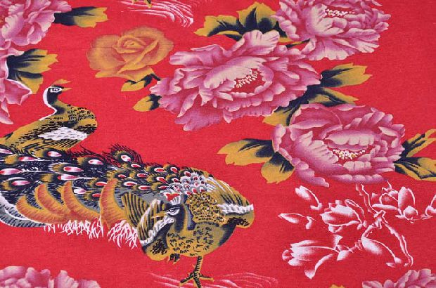 Creative Danfeng: mùa xuân và mùa hè cotton in vải con công hoa mẫu đơn Đông Bắc vải vải may mặc - nửa mét - Vải vải tự làm vải nỉ làm đồ handmade