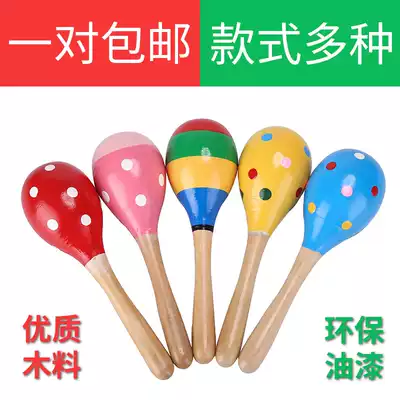 Kindergarten baby wooden sand hammer infant early education Music Percussion instrument toy sand ball children appease rattle