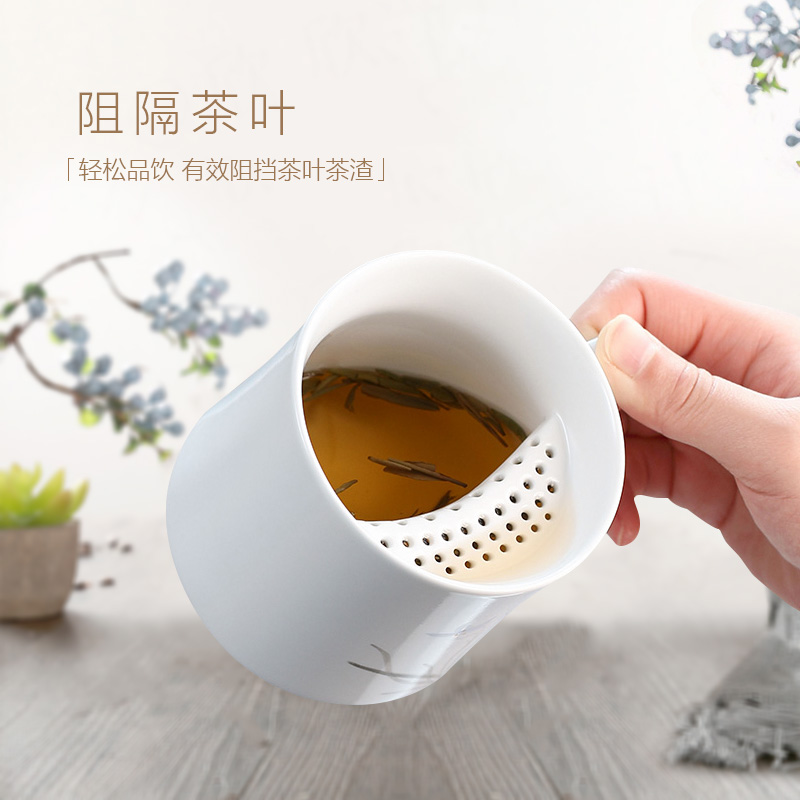 Ceramic cups with cover filter tea cup hand - made glass household China cups jingdezhen tea custom office