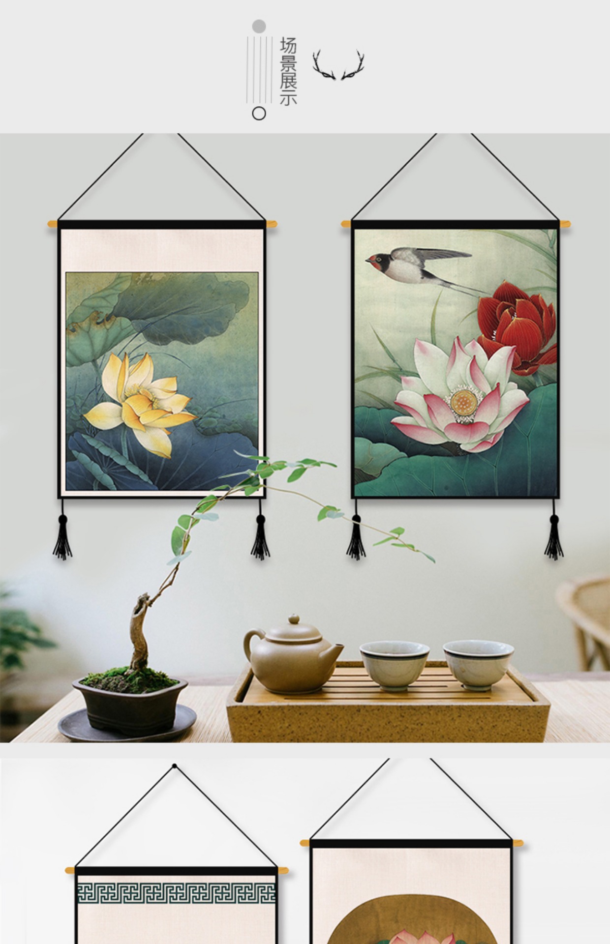 Trung Quốc vải sen treo tranh treo rèm in treo vải nền phòng ngủ phòng khách tấm thảm treo tường vải tấm thảm trang trí thảm treo tường thổ cẩm